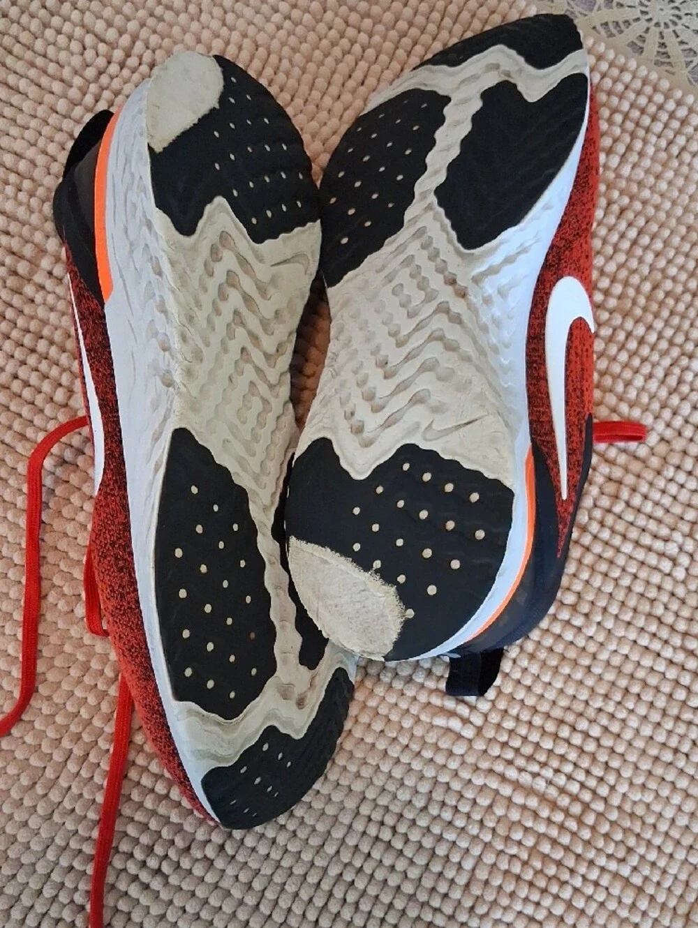 Nike Men’s Red and Black Athletic Running Shoes with White Swoosh